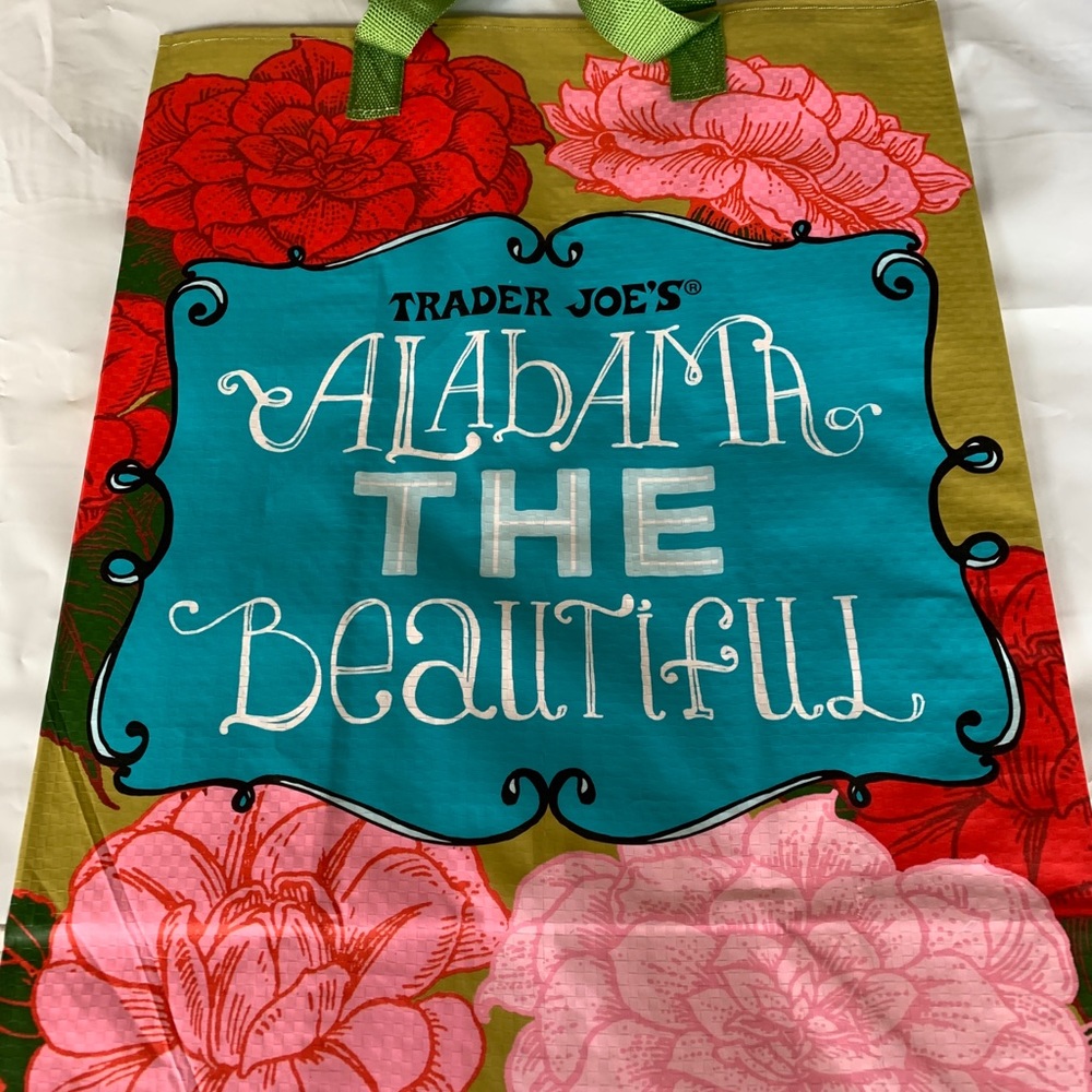 TraderJoe’s 2 Alabama reusable shopping totes / bags NEW Gift guitar & flowers